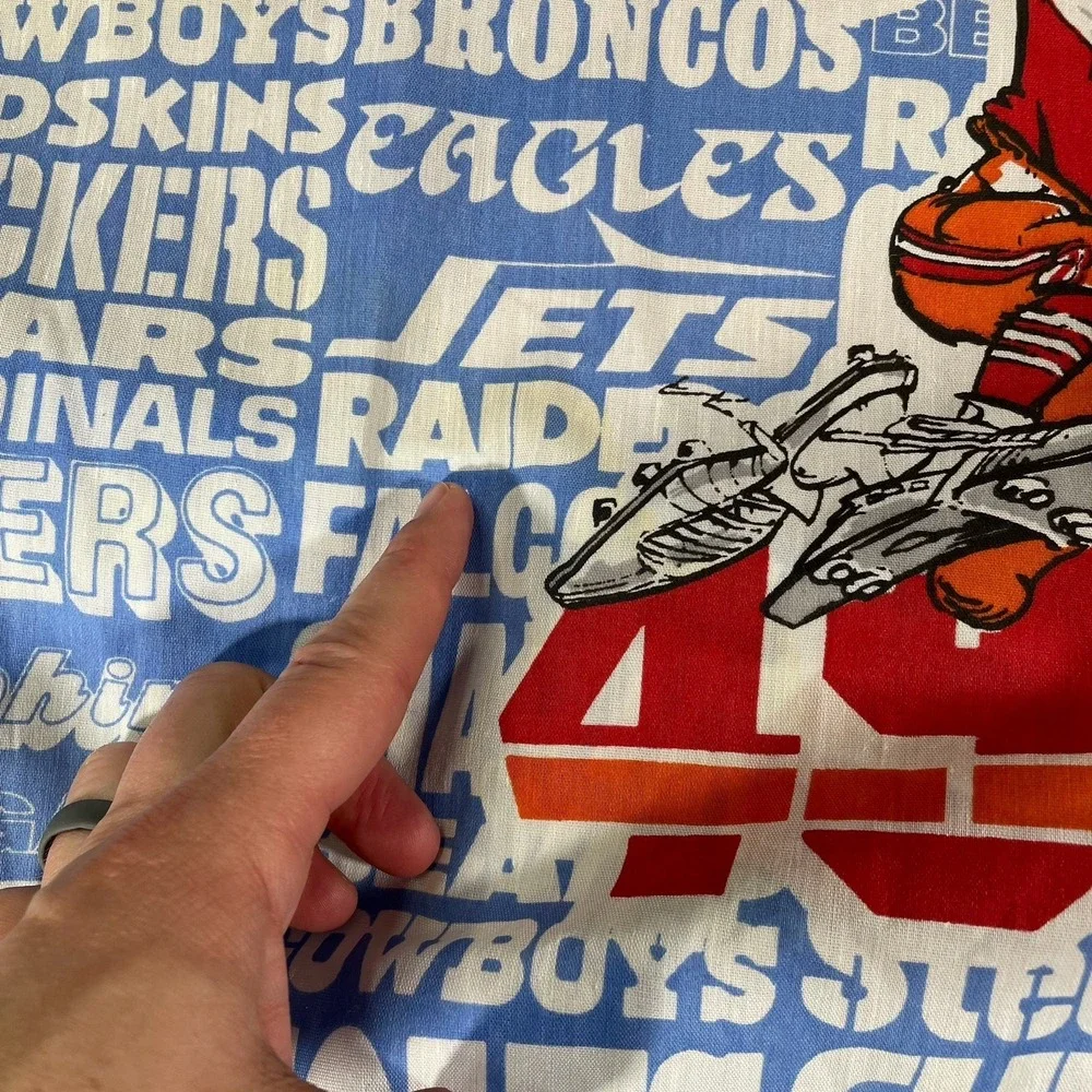Vintage‎ 1988 NFL Jack Davis Blanket Teams Bears Raiders 49ers Giants Art 39x75